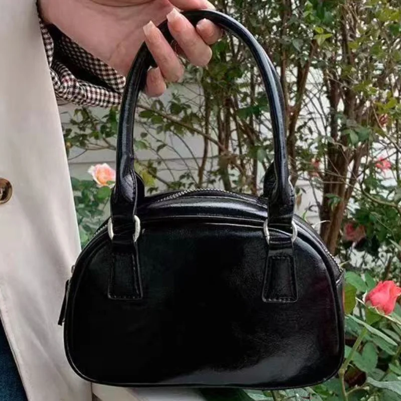 

Glossy Pu Handbag Women Silver Cracked Square Bag Fashion Versatile Crossbody Bags With Zipper Bowling Bags Shopping Party Bag