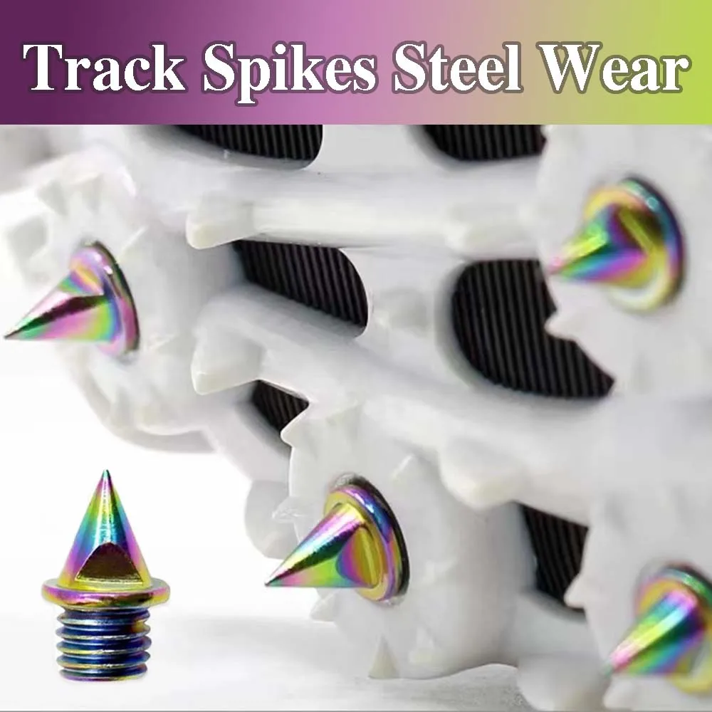 48Pcs 7mm Track Spikes Steel Wear Resistant Shoe Spikes Replacement Non-slip Lightweight Spikes with Spike Wrench for Running