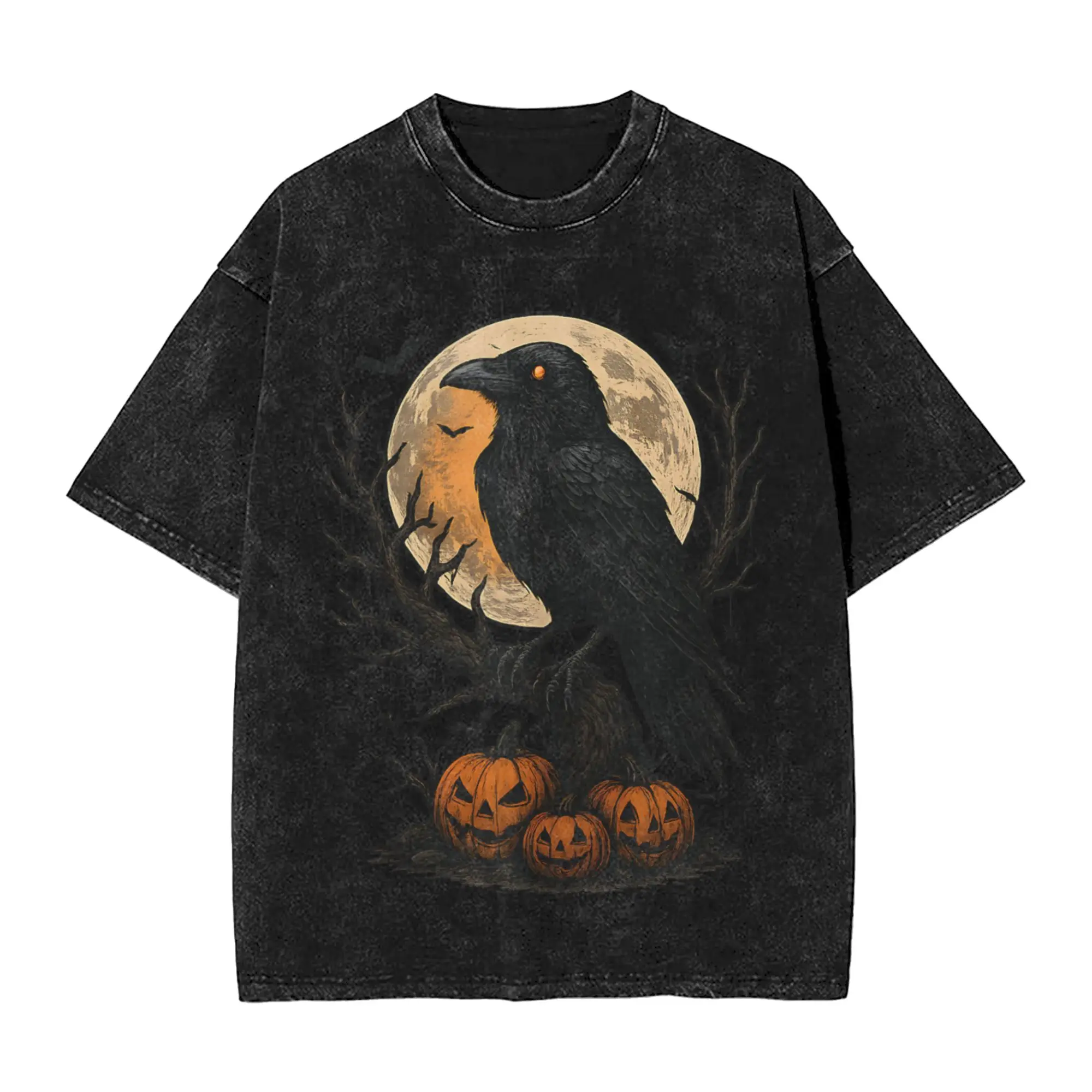 

Black Crow Black Bird Moon Halloween Pumpkin T-Shirt Summer Y2K T Shirts Casual Hippie Tee Shirt For Male Short Sleeve Clothes