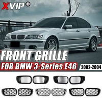Rejillas de carreras de riñón delantero estilo línea única brillante XVIP para BMW Serie 3 E46 325i 4 puertas 2002-2004 parrillas superiores estilo diamantes