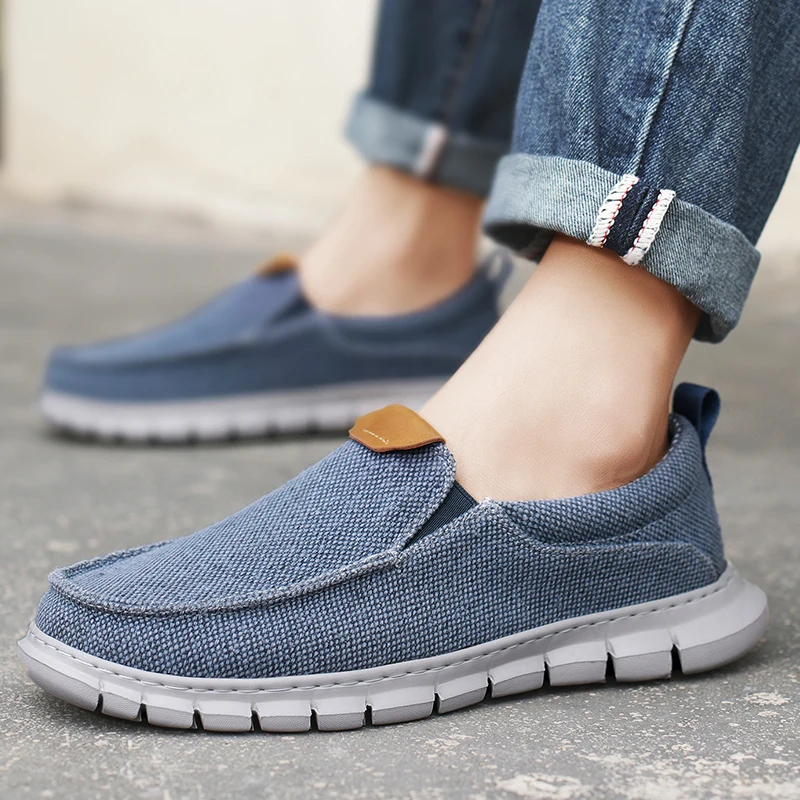 Men Walking Shoes Canvas Light Comfortable Summer Mesh Loafers Sports Outdoor Flats Breathable Fitness Soft Sneakers Size 39-47