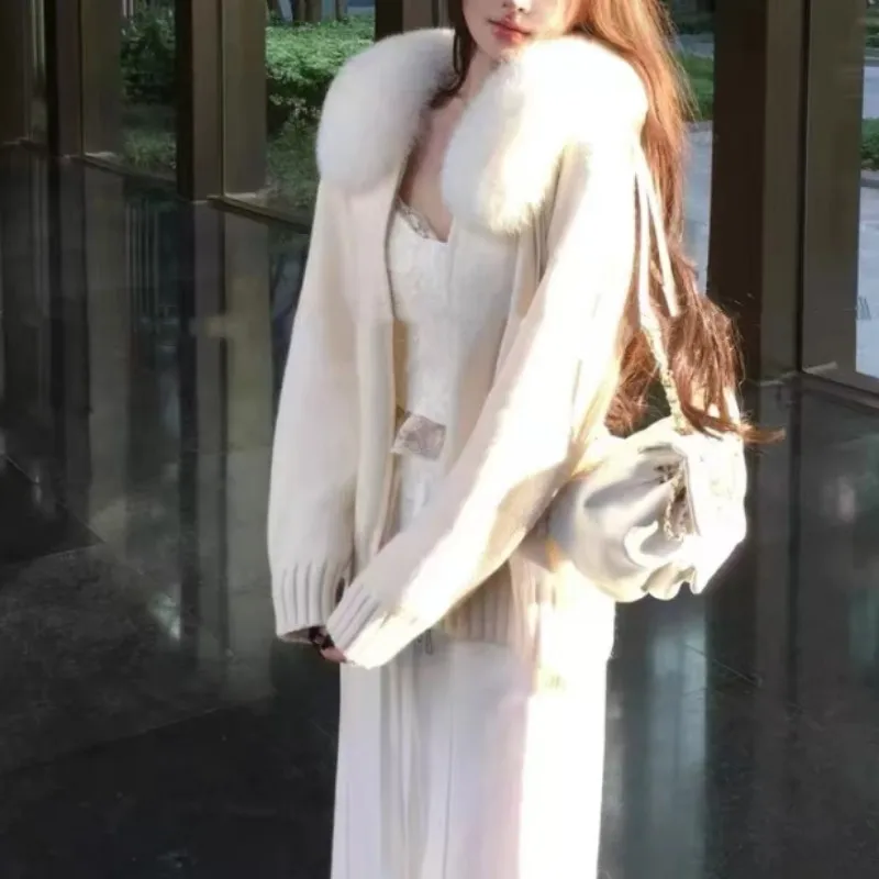 FL Neue Winter Weibliche Pullover Hoodie Strickjacke Flauschigen Zipper Patchwork Langarm Rippen Solide Stricken jacke Mantel frauen Strickjacke