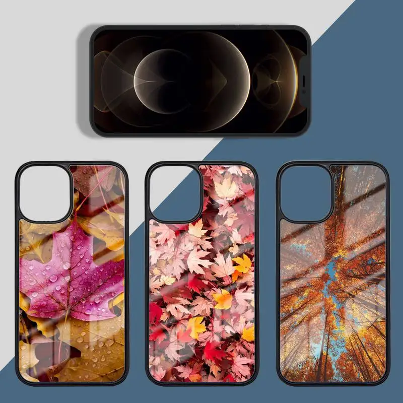 happy fall autumn leaves Phone Case PC For iphone 14 11 13 12 x xs xr pro max mini plus Luxury shell funda