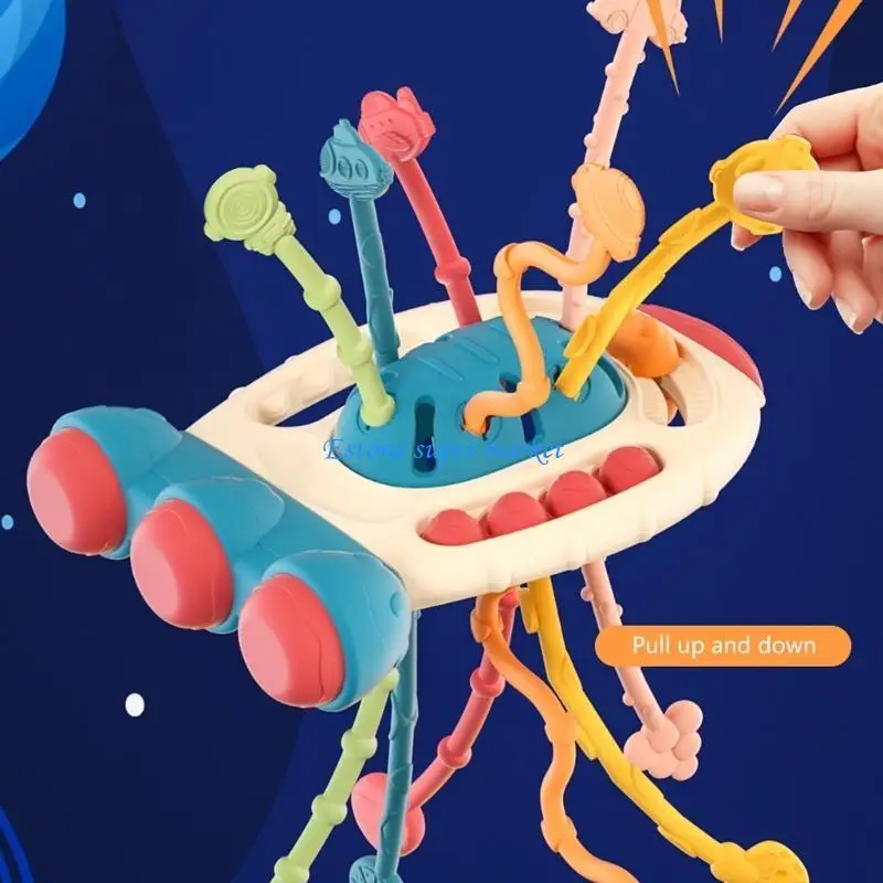090B Baby Musical Rattle Toy Finger Puller Toy Toddler Sensory Toy Rainbow TEETER