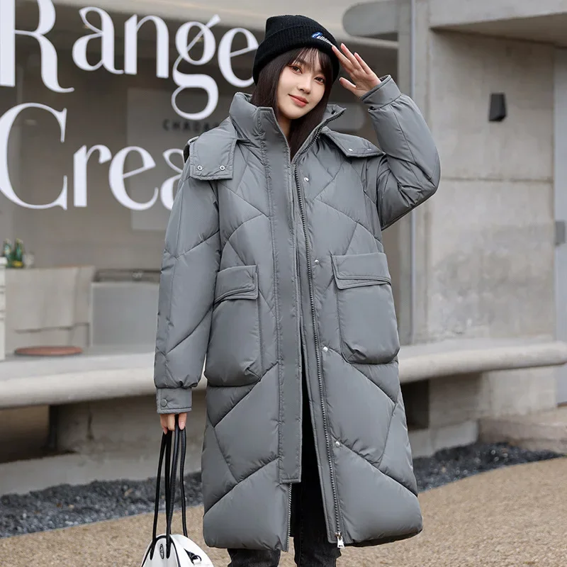 Large Size Winter Women Cold Coat Long Parkas Super Hot Coats Over-the-knee Puffer Jacket Hooded Loose Windproof Jacket Snowsuit