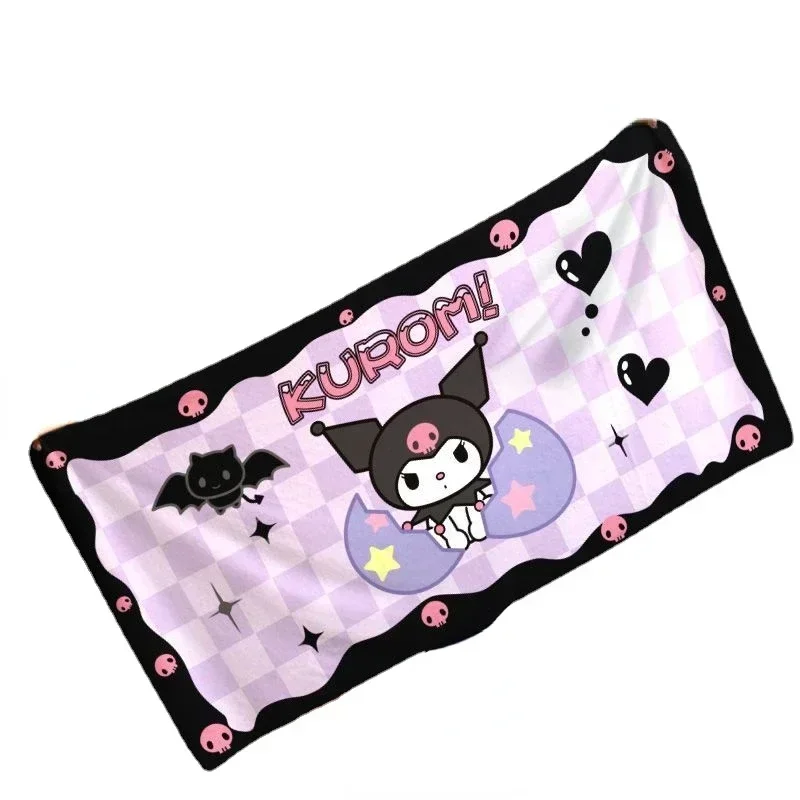 Toallas de baño de Anime de la serie Sanrio Kuromi de gran tamaño, toallas de baño de dibujos animados, toallas envolventes de gran tamaño para mujer, absorbentes y de secado rápido