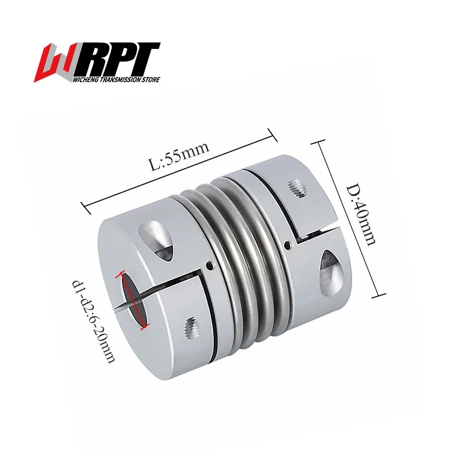 Bellows Coupling Stepping Servo Motor Screw Aluminum Alloy Clamp Spring Elastic High Torque Coupler CPBC-40x55 CNC Parts