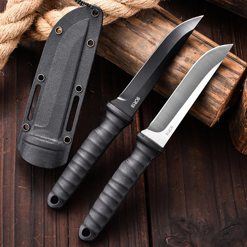 Outdoor Survival Carry Pocket Knife High Hardness Tactical Knife Defense Knife Camping Portable Straight Knife Multi-Purpose Fru