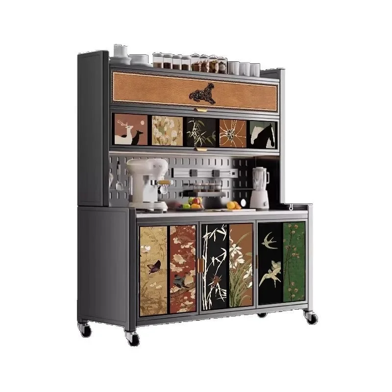 

Kitchen multi-functional shelves, floor to ceiling multi layer, microwave oven, storage lockers