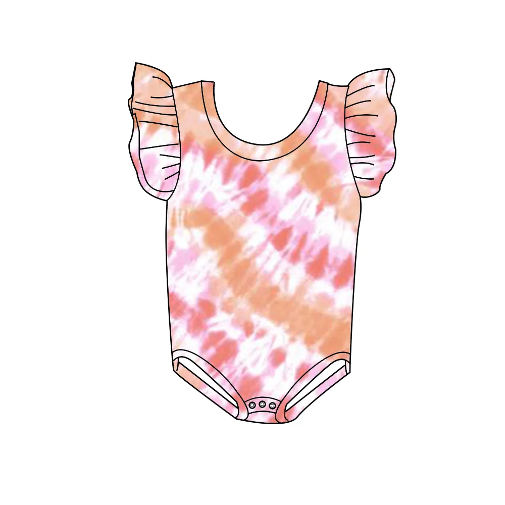 

Summer children's clothing Cute little flying sleeve baby girl onesie pink tie dye pattern new design baby kids