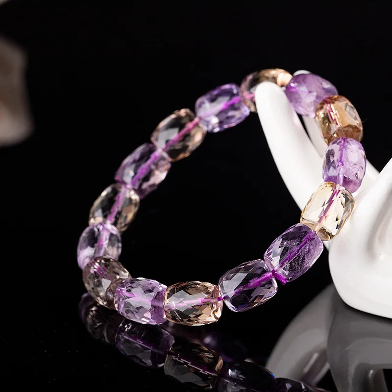 

NaturalAmetrine Amethyst Citrine Beads Faceted Bracelet Women's Jewelry