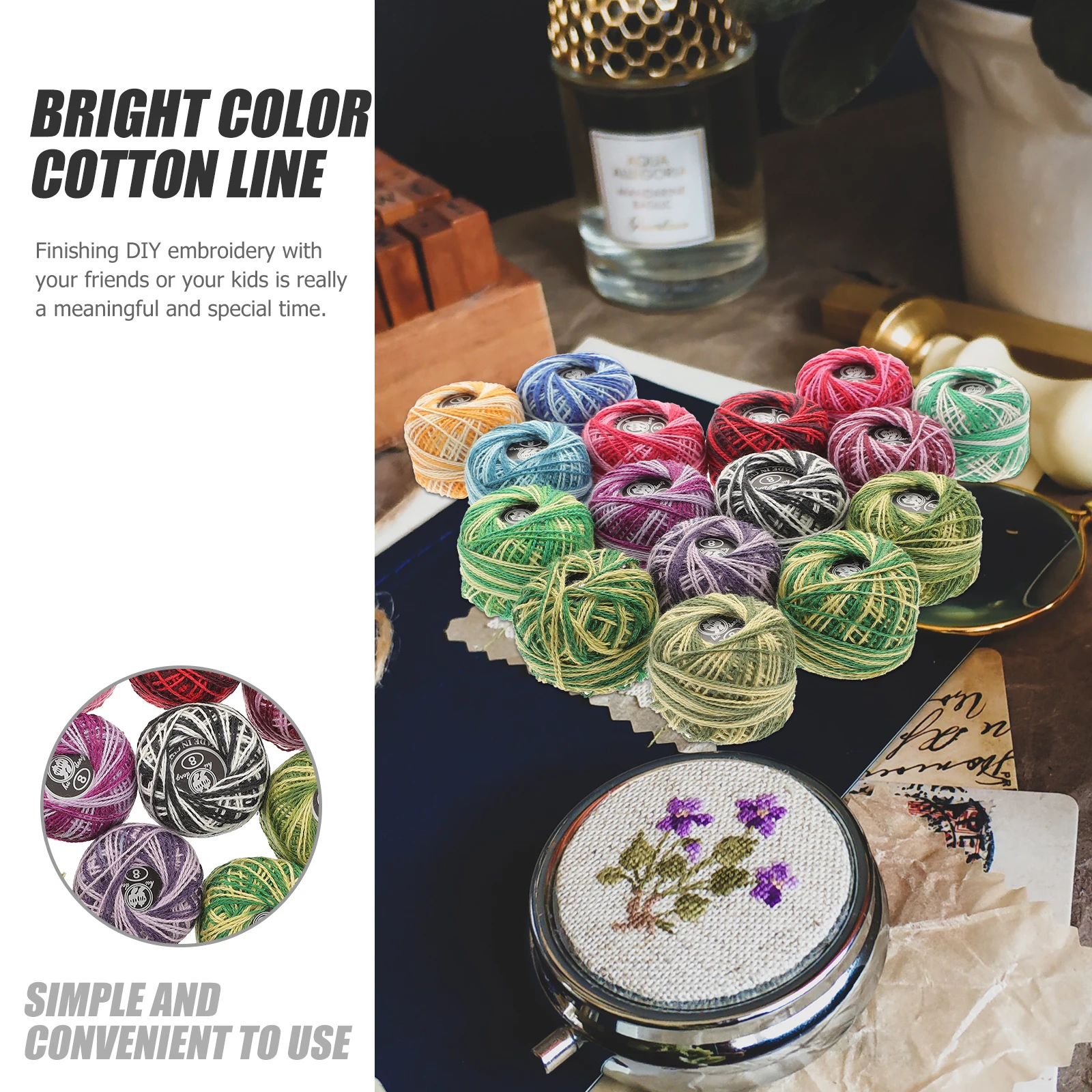 

16pcs Embroidery Thread Kit Cross Stitch Cotton Line DIY Supplies Multi Color Soft Floss Long Term Use Bright Wool Sewing Mixed