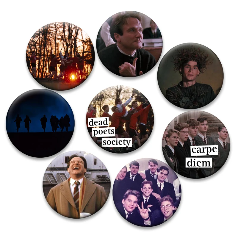 Dead Poets Society Button Pins 32/58mm Handmade Tinplate Badge Exquisite Round Brooches for Backpack Jewelry Accessories Gifts
