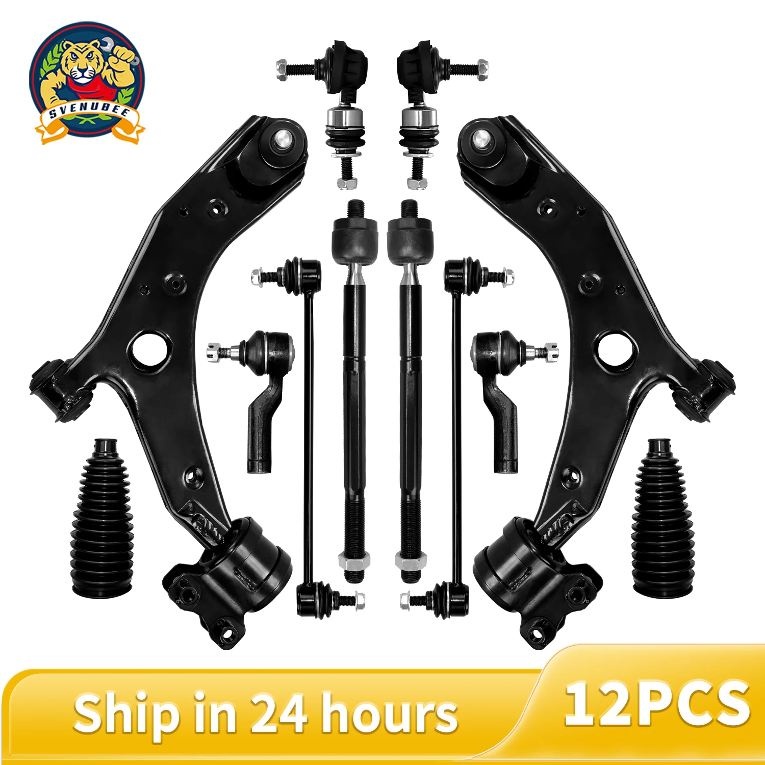 Svenubee 12Pcs Front Lower Control Arm Sway Bar End Link Tie Rod Boots Assembly Kit for Mazda 3 5 2004- 2010 2011 2012 2013 2014