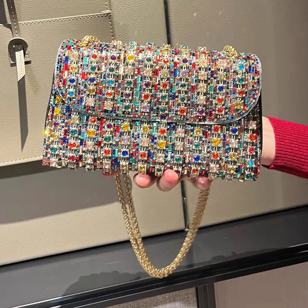

Newest Rhinestone Clutch Purse Luxury Diamond Women Red Evening Clutches Bags Wedding Bridal Handbags Shoulder Bag