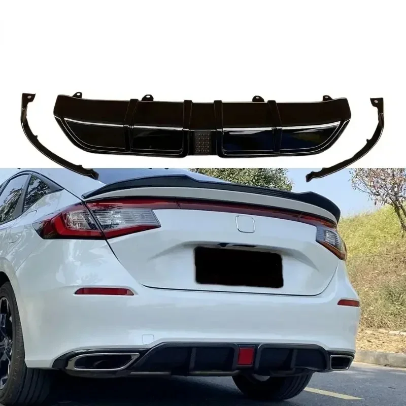 Rear Bumper Diffuser Lip Spoiler for 11th Gen Honda Civic Hatchback Max FL1 2023+ Guard Protector Cover BodyKit Auto Accessories