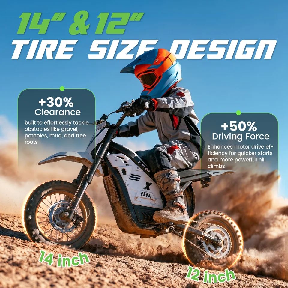 Electric Bike VIPCOO H2 3500W 48V 23AH Electric Motorcycle 12/14" Fat Tire Dirt Bike for Teenagers and Adults image 5