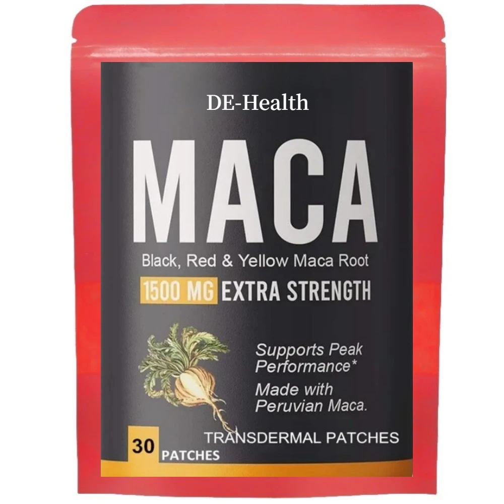 Organic Maca Root Transdermal Patches with Black + Red + Yellow Peruvian Maca Root Extract for Men and Women 30 Patches