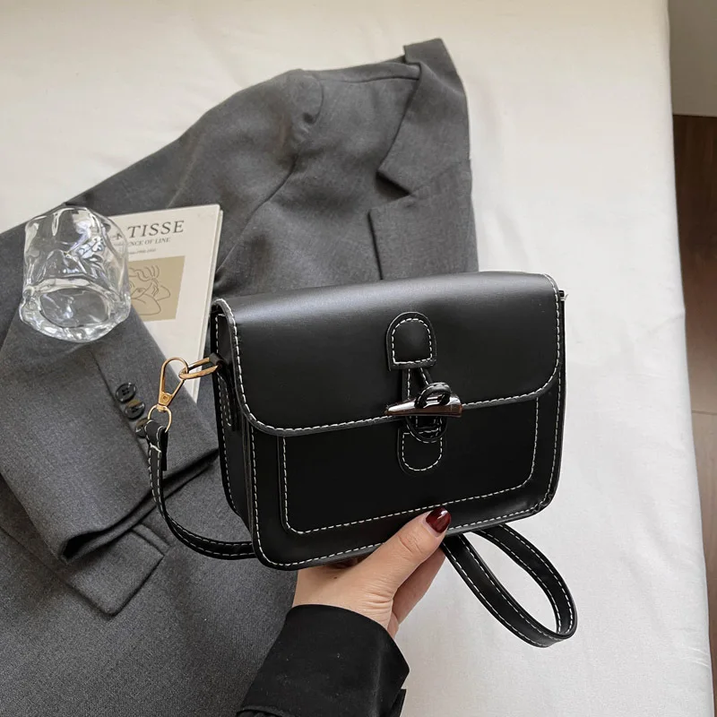2026 Single Shoulder Bag, Genuine Leather, Niche Design, Casual Crossbody Bag, Trendy Texture, Small Square Bag