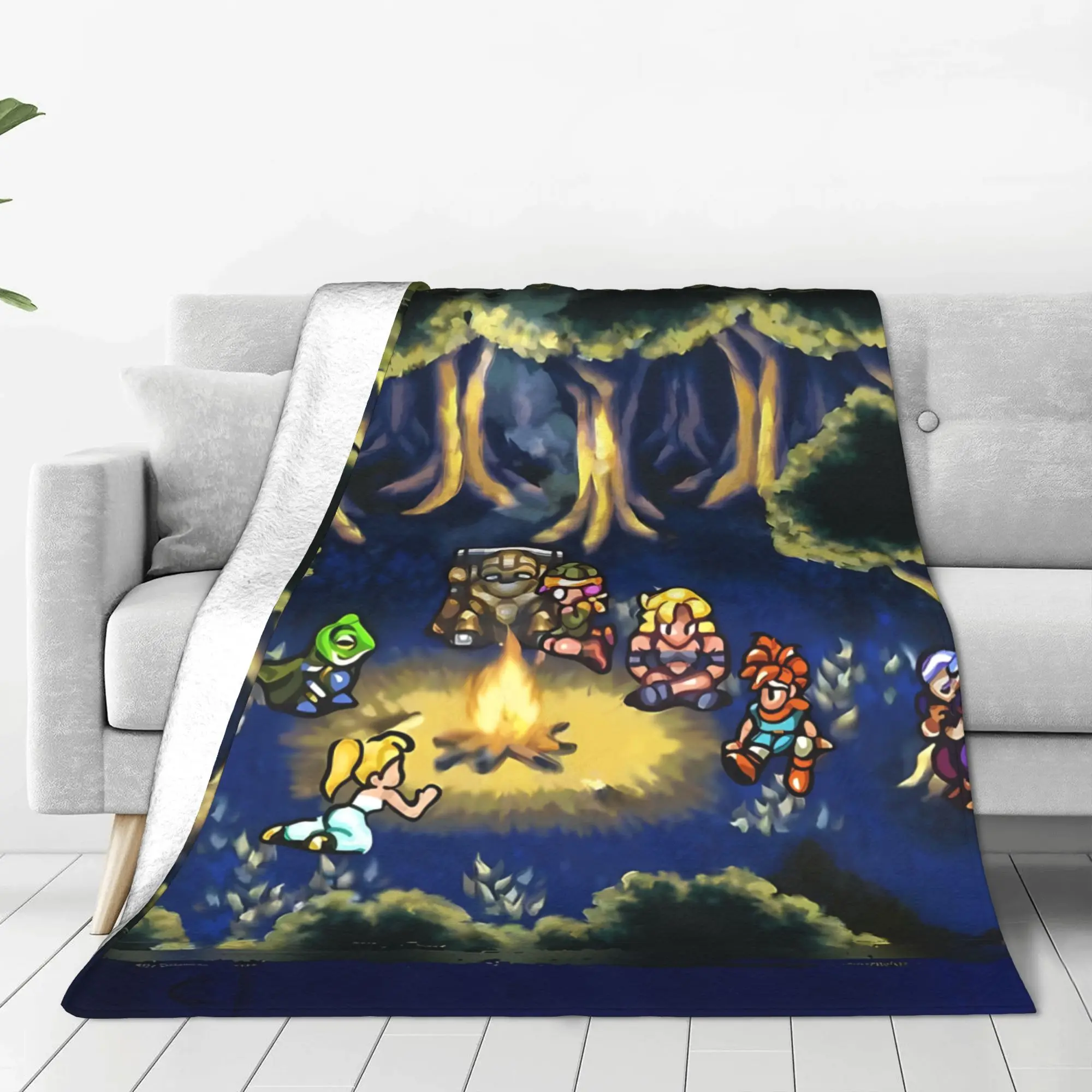 1PC Camping Scene Chrono Trigger Home Room Decorations Winter Blankets For Adults Bedding Home Interior Sofa Knee