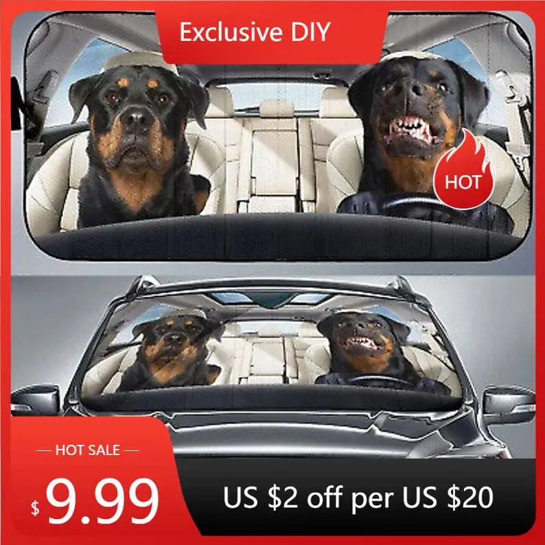 

Rottweiler Lover Driving Car Windshield Car Sunshade