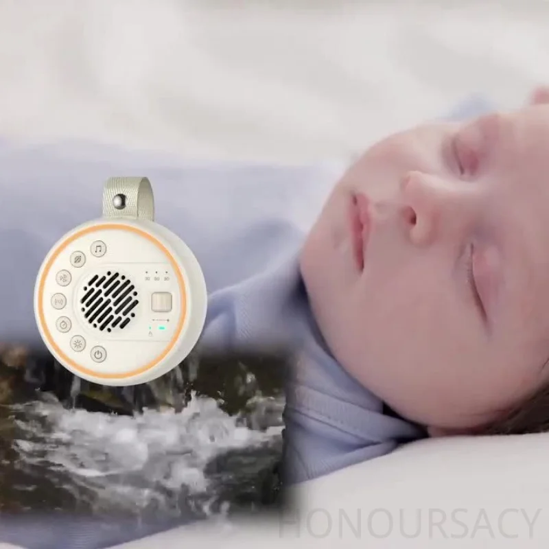 مكبر صوت أبيض مزود بتقنية البلوتوث آلة نوم الطفل ضوء ليلي مدمج 22 صوت مهدئ 30/60/90 مؤقت دقيقة للأطفال والكبار