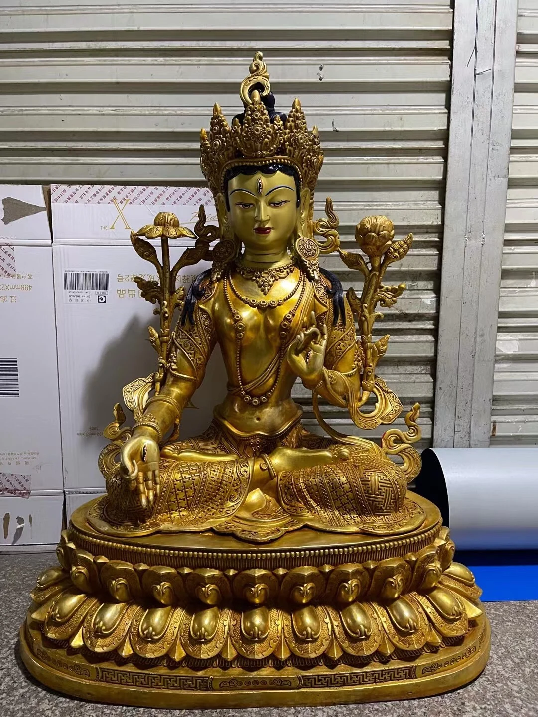 Tibetan crafts Tibetan Tantric pure copper gilt 1 meter Shakyamuni green Tara longevity Buddha Maitreya Buddha ornaments