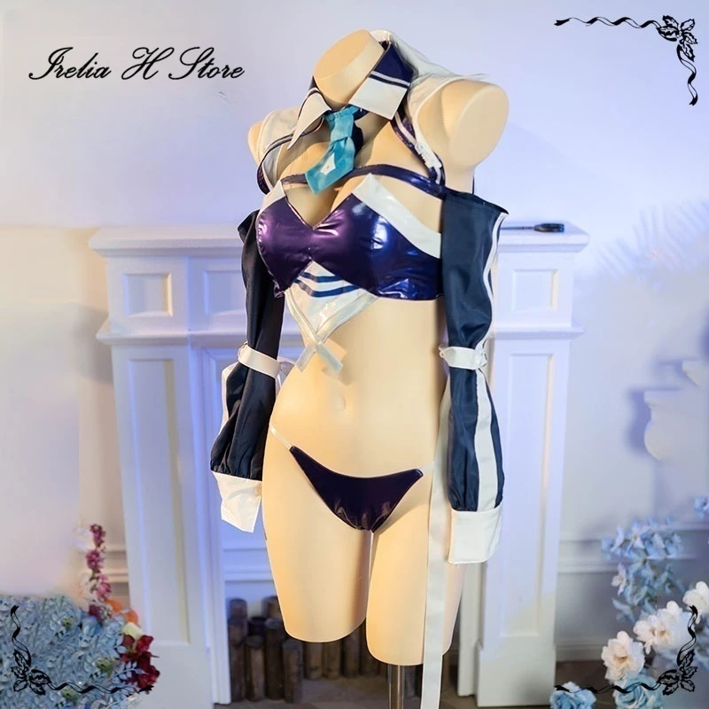 Irelia H Azur Lane USS نيو جيرسي تأثيري حلي لعبة نيو جيرسي مثير بدلة سباق هالوين زي النساء