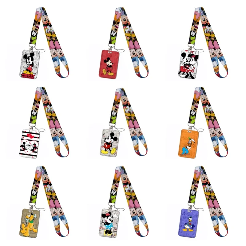 Disney Minnie Mouse Cartoon Couple Student ID Dinner keychain Bust Work Set Subway Access Card Holder