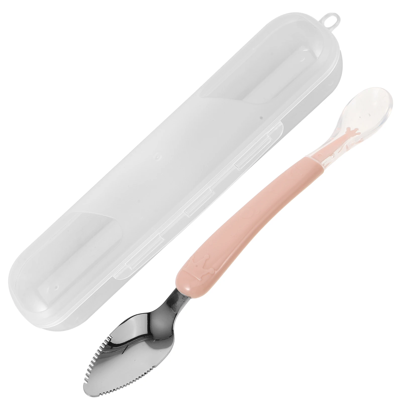 

Baby Food Spoon Double Head Pink High Temp Safe Durable Citrus Fruit Purees Storage Box Baby Feeding Utensils Auxiliary Spoon