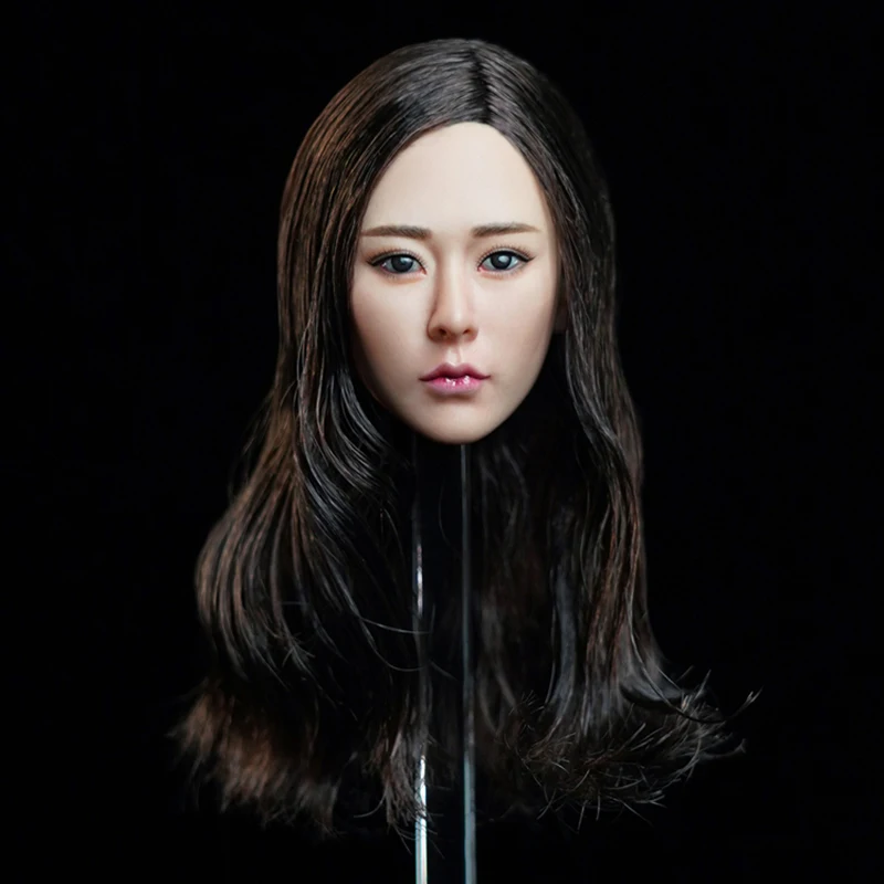 

In Stock SUPER DUCK SDH014 1/6 Scale Asian Beauty Girl Head Carved Model with Long Plant Hair for 12'' Pale Seamless Body