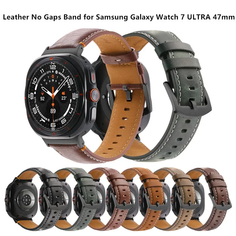 Cinturino in pelle senza spazi vuoti per Samsung Galaxy Watch 7 ULTRA 47mm Cinturino da uomo per Galaxy Watch Ultra7 47mm per bracciale curvo