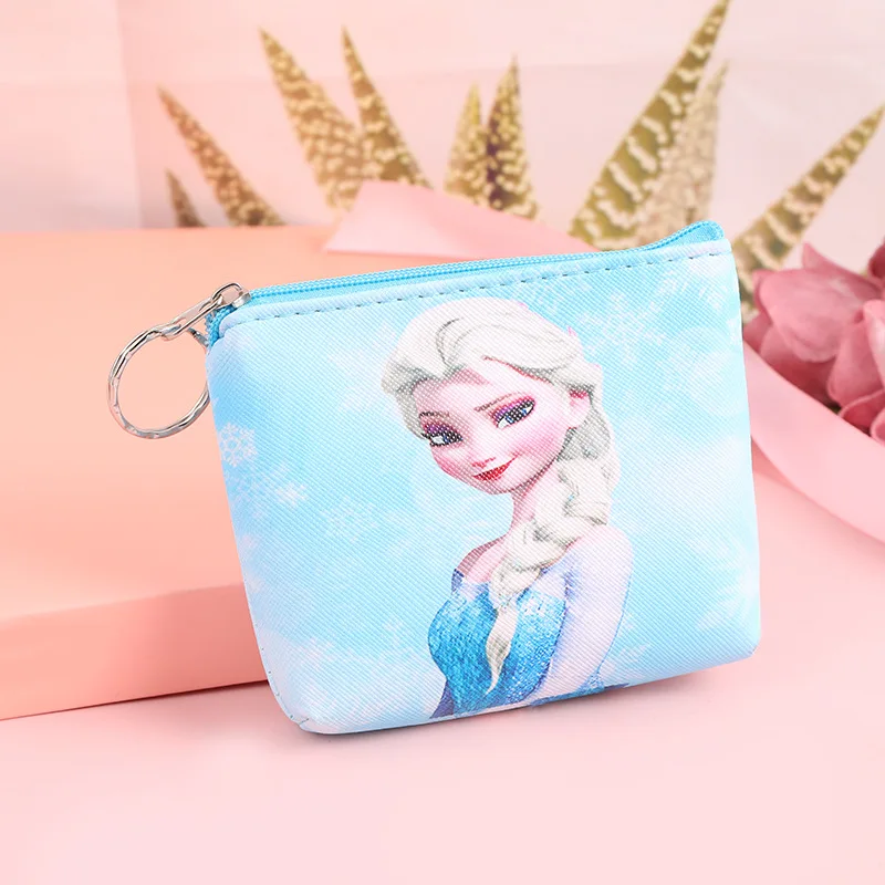 Disney-Frozen porta-moedas para meninas, Anna, Elsa, princesa, carteira PU, desenhos animados, fofos, mini porta-moedas infantil, bolsas femininas, presentes de aniversário