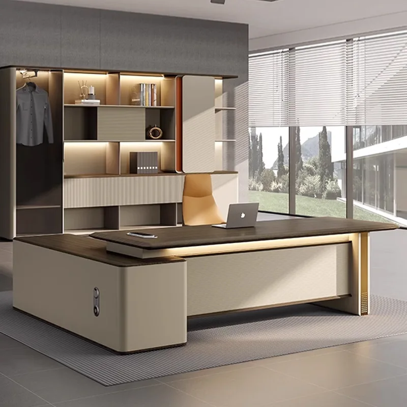 

Boss Table, Desk, Modern Simple President's Office, File Cabinet, Table And Chair Combination, High-end Comfortable Desk