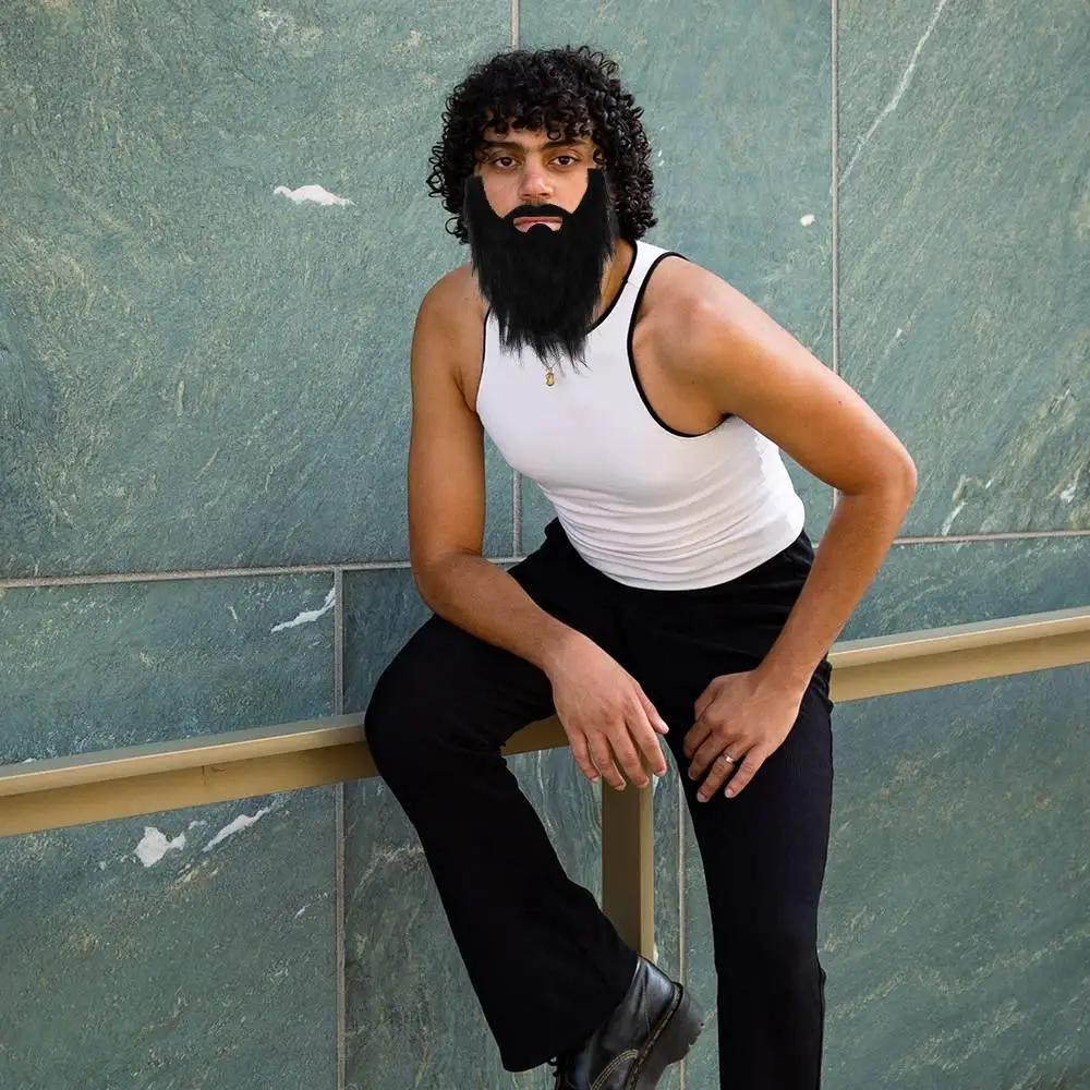 Grande barbe barbe artificielle réaliste fausse barbe fausse barbe moustache Halloween fausse moustache à la main 30 cm Costume d'halloween
