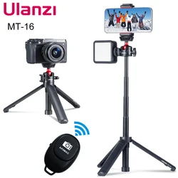 Ulanzi-trípode plegable MT-16 para teléfono móvil, Mini soporte para cámara DSLR, cabeza de bola de zapata fría, palo de Selfie de 1/4 pulgadas