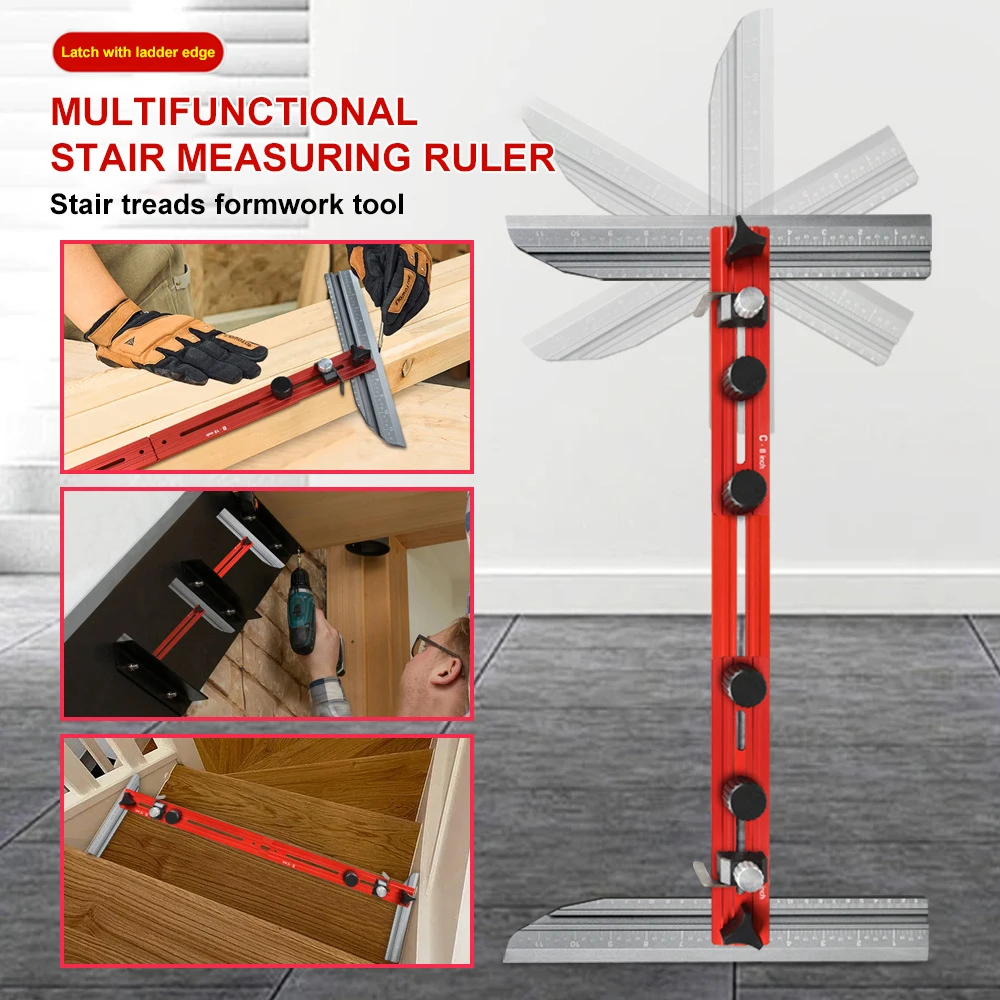 Stair Tread Template Tool Professional Shelf Scribe Tool Stair Measuring Tool Jig for Risers Wall Partitions Shelf Floor Stairs