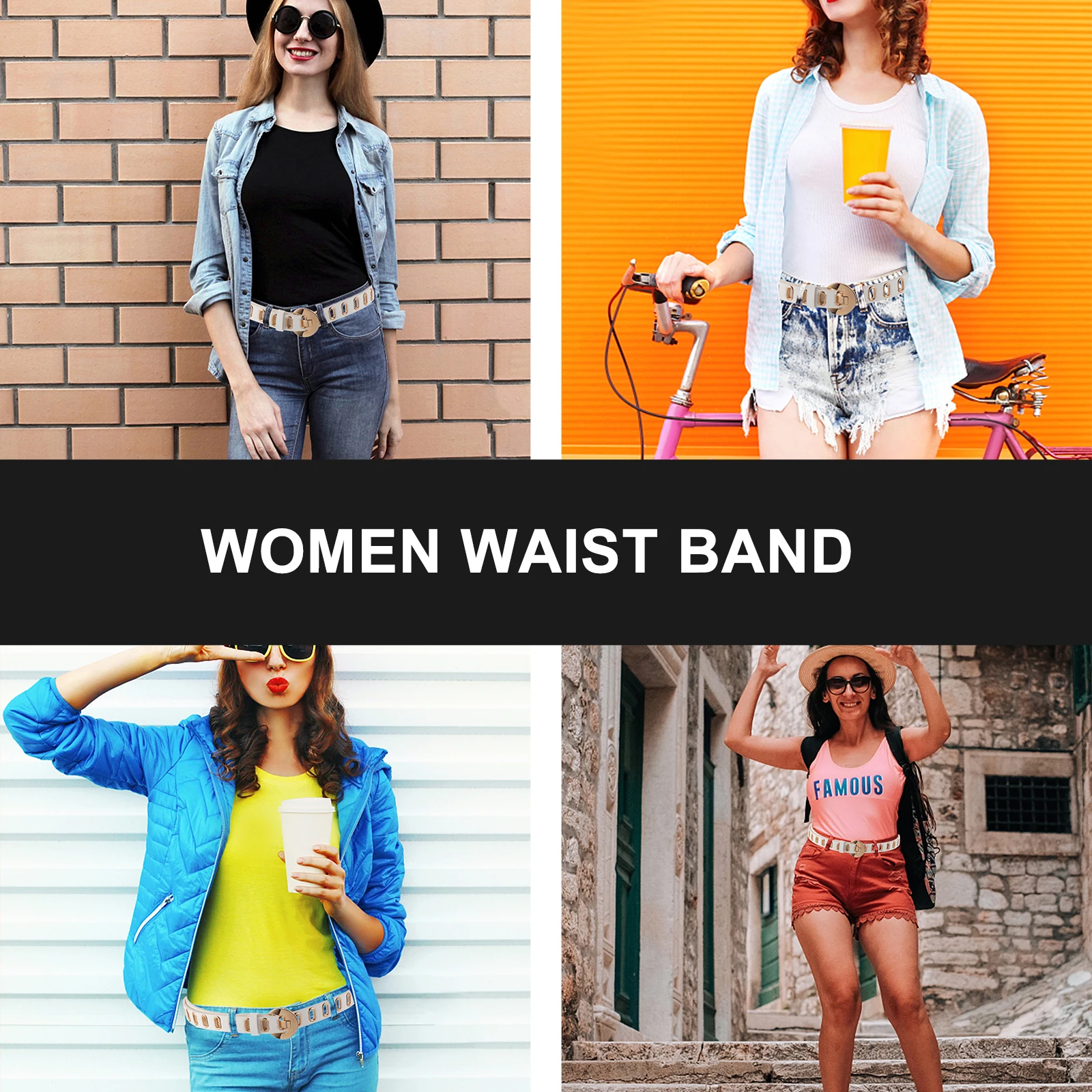 

1pc Pu Waist Belt For Women Fashionable Stylish Holed Waistband Durable Alloy Buckle Casual Jeans Outfit Accessory