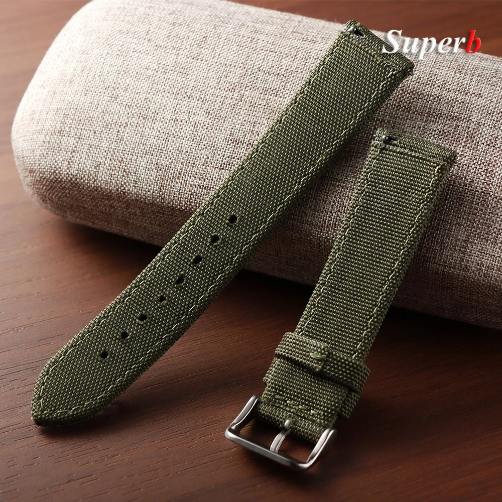 20 مللي متر 22 مللي متر مقاوم للماء Sailcloth حزام ساعة اليد قسط الوجهين النايلون حزام الساعات الإفراج السريع الفرقة الرياضة حزام للرجال