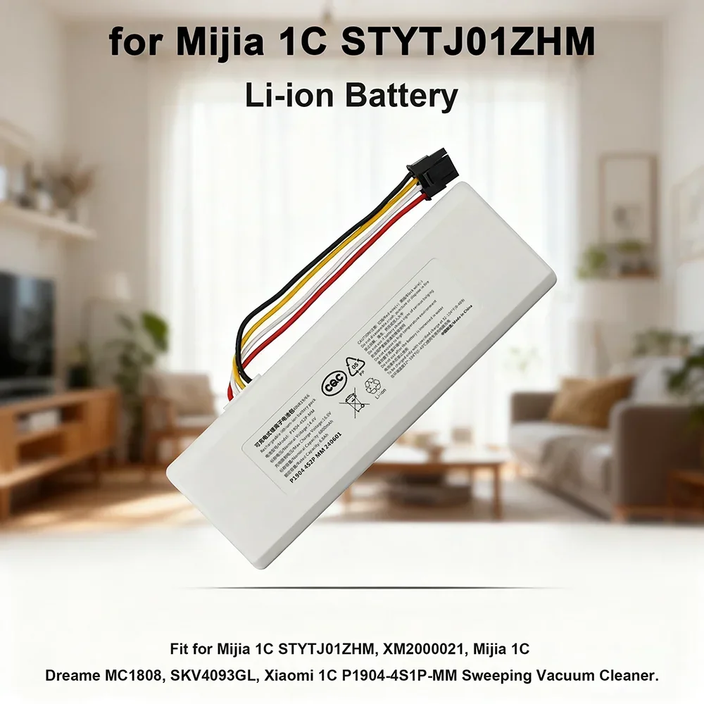 

High Capacity 12800mAh Li-ion Vacuum Battery Compatible with Xiaomi Mijia 1C STYTJ01ZHM Dreame MC1808 XM2000021