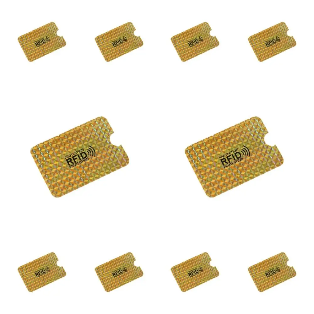 

10 шт. NFC-блокирующие анти-RFID картхолдеры из алюминиевой фольги, защита от считывания, легкий золотой футляр для ID-карт, унисекс