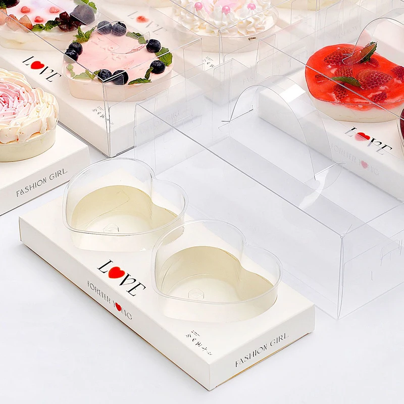 

25 Pcs Valentine Day Cake Box Transparent Holding Love Heart Baked Packaging Mousse Gift Box Romantic Confession Dessert Dating