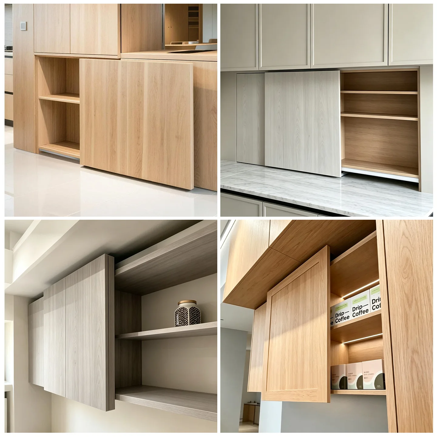 Professional Cabinet Sliding Door Hardware Set Double Damping Buffer Quiet Concealed Rail For Overhead And Base Cabinets
