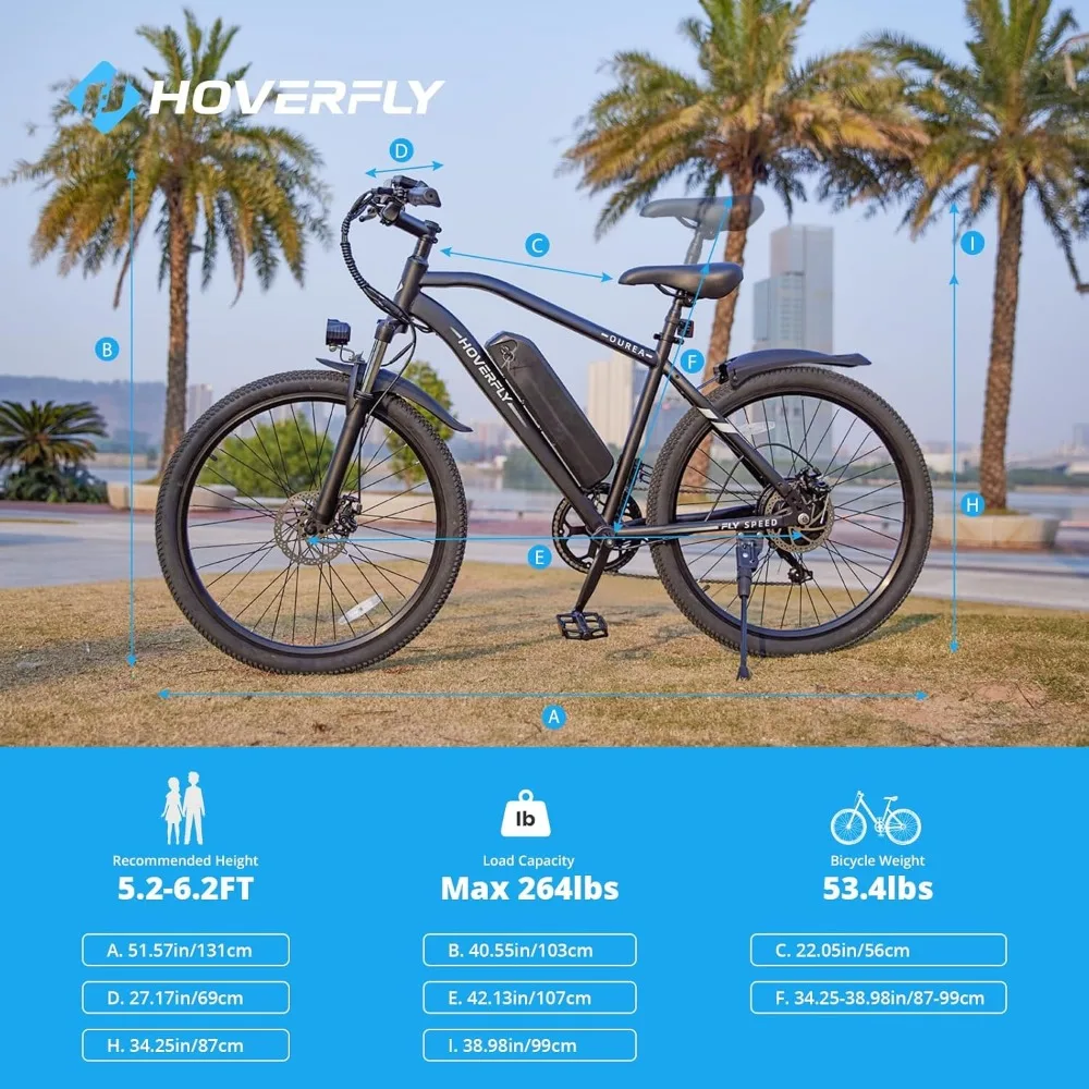 Elektrische Fiets 26 ", 750W Piekmotor Mountainbike, Tot 40 Mijl 20Mph Verwijderbare Batterij