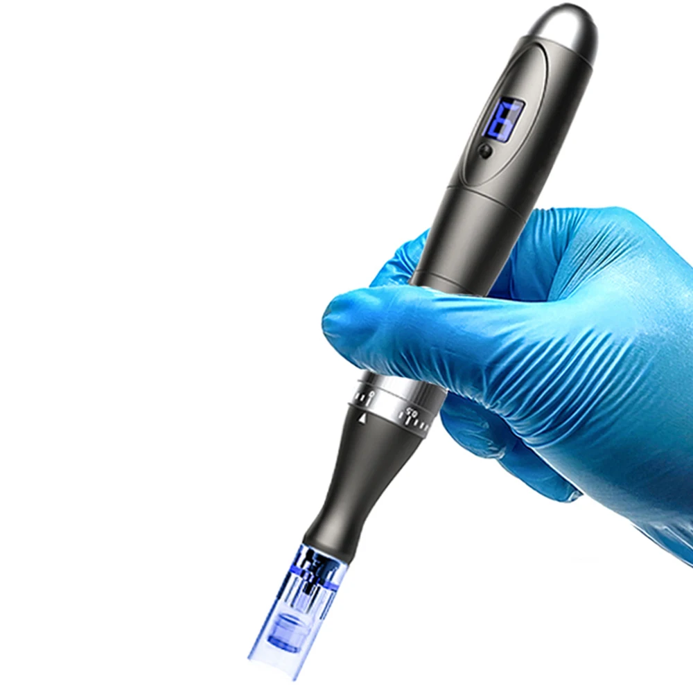 Derma pen verdrahtet profession elle mikron adel dr derma pen auto micro nadel derma pen mit 10 stücke patrone