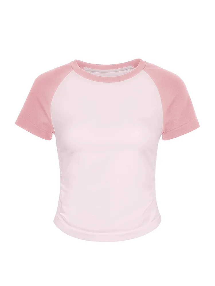 

Новый летний облегающий спортивный топ с рукавами реглан для женщин, йога, быстросохнущий бег, фитнес с короткими рукавами