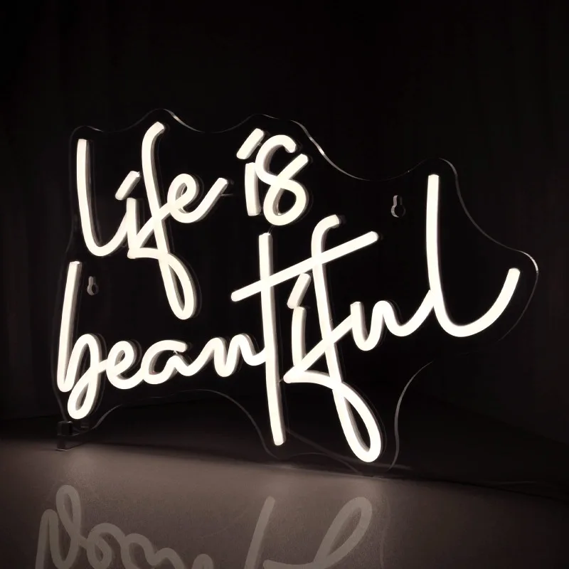 

Life is Beautiful Neon Signs for Wall Decor Warm White LED Light Preppy Room Decor Light Up Birthday Party Decoratio5V USB