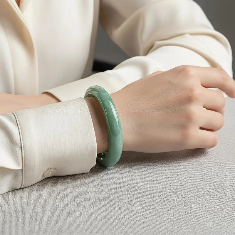 Natural Jade Bangle for Women Authentic Healing Jadeite Stone Bracelet Elegant Jewelry for Daily Wear Gift for Mom