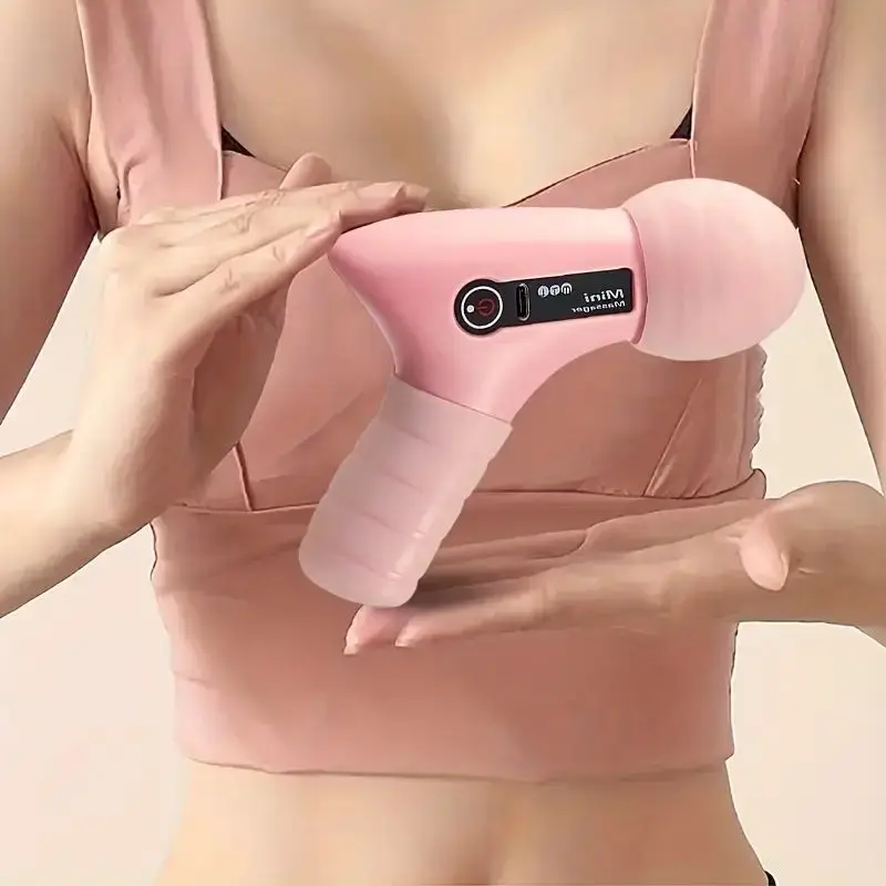 Deep Tissue Massage Gun USB Rechargeable Portable Full Body Muscle Massage 4-speed Adjustable Fascia Gun Pink and Black image 5
