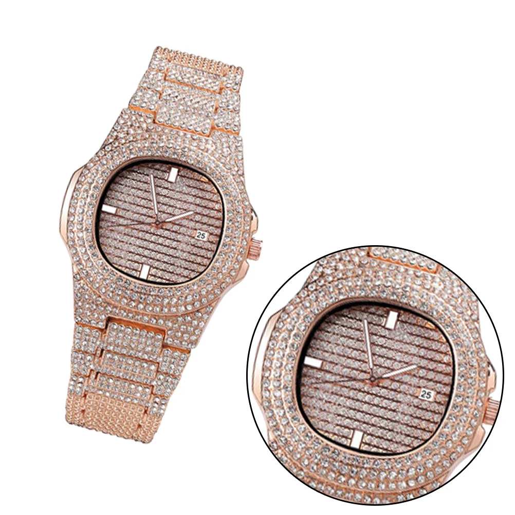 كوارتز الزركون حزام حجر الراين ساعة اليد الرجالية تصميم عصري أنيق هدية مثالية للمناسبات الخاصة #2